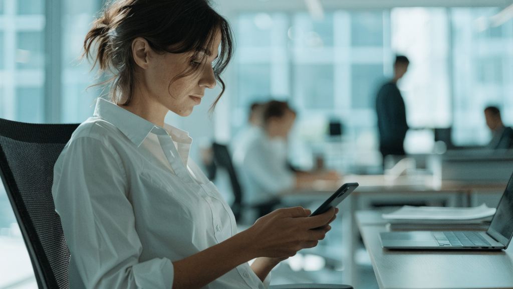 Una responsabile controlla dal telefono il saldo dei ticket del contratto di assistenza